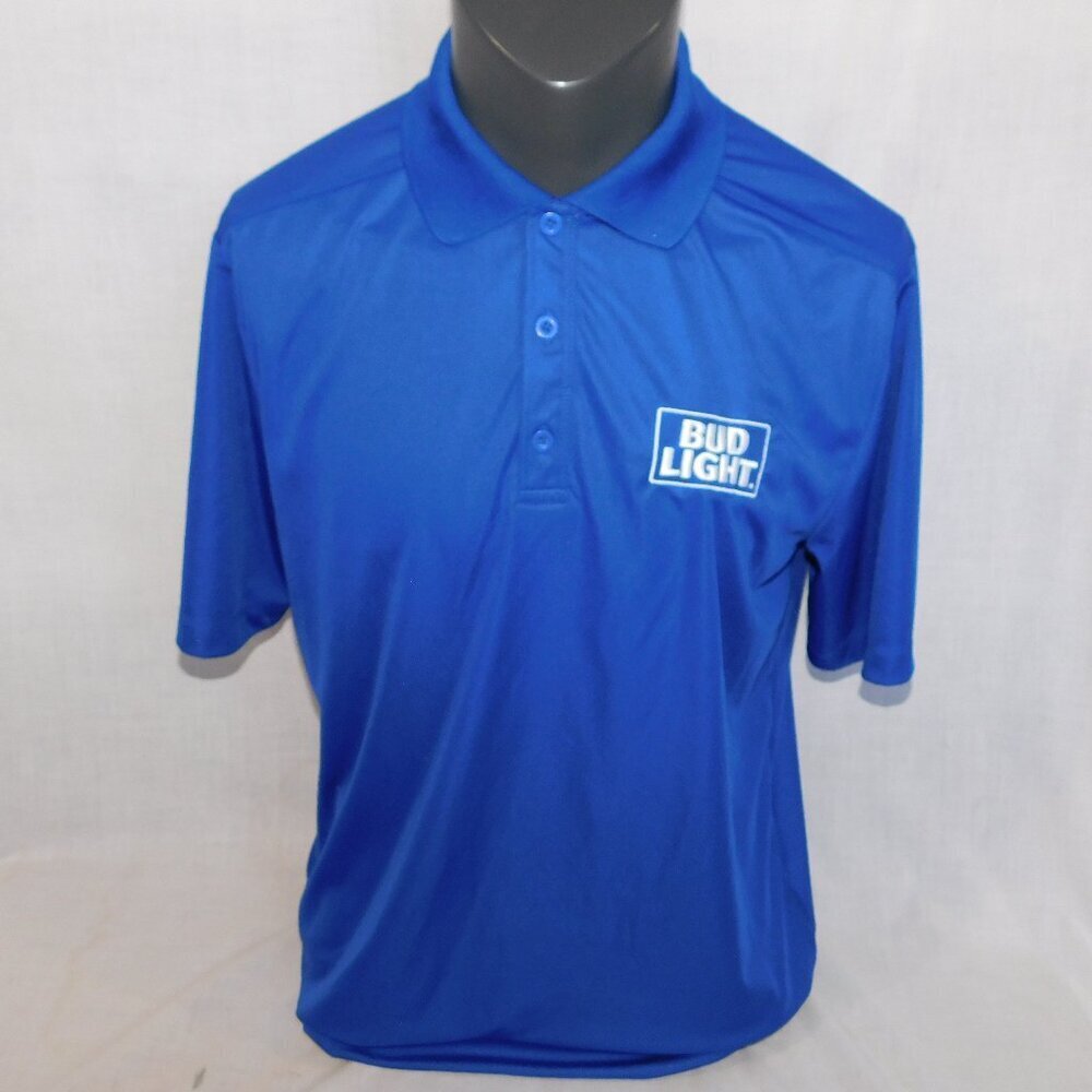 Bud Light Beer Blue White logo Polo Shirt Mens M